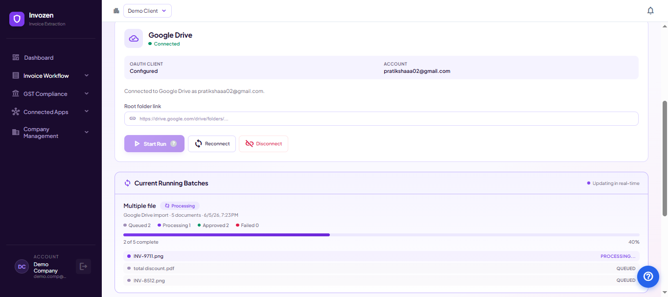 Batch processing dashboard